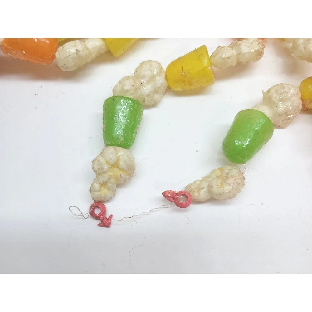 Vtg Plastic Glittered Popcorn and Gumdrop Christmas Garland (2) 8.5ft Strands